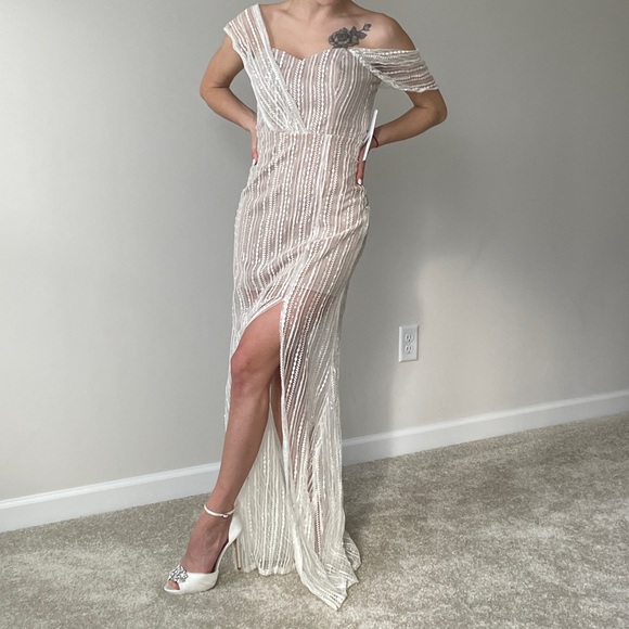 NEW Zendaya Aqua sequin wedding or prom white dress - Picture 9 of 10